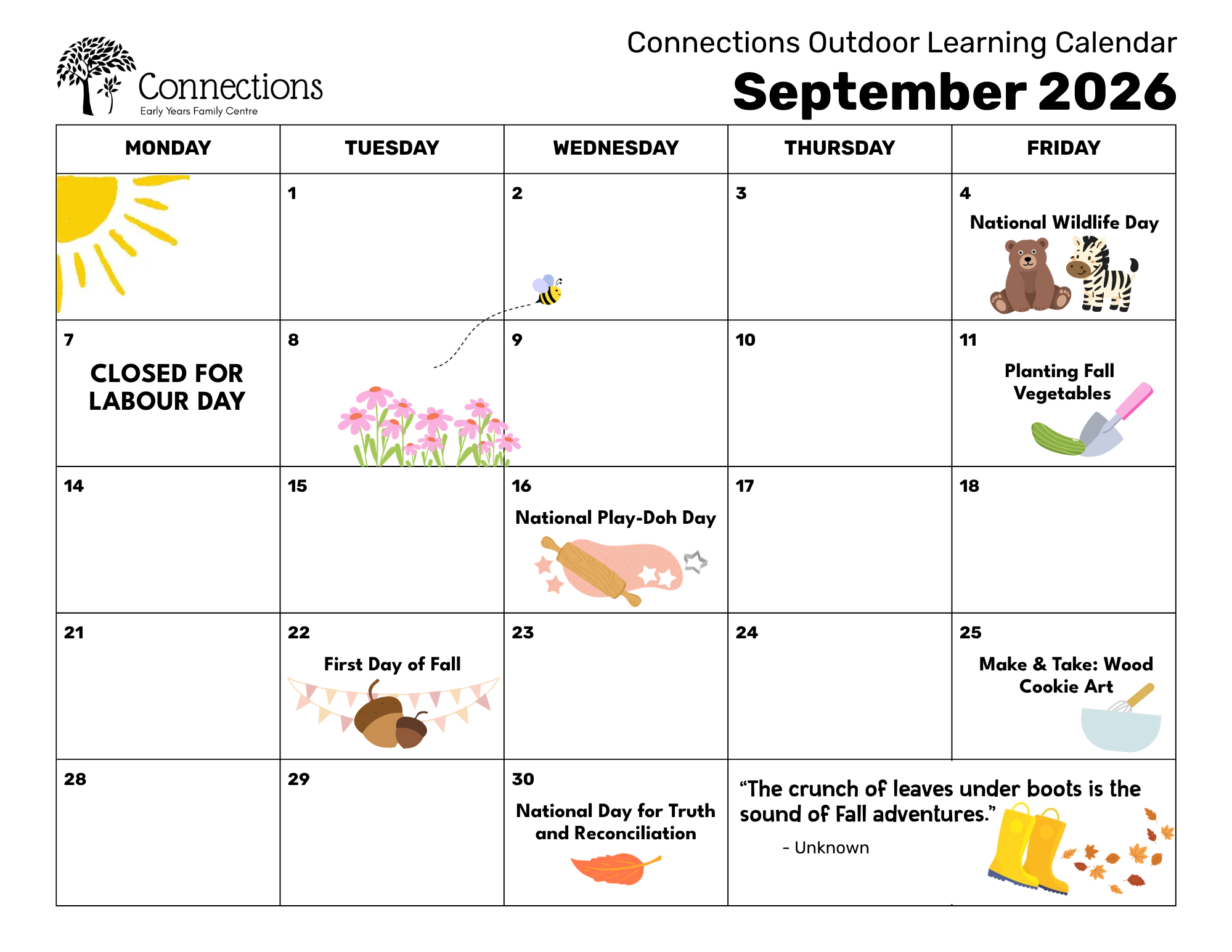 September - Outdoor Calendar 2026